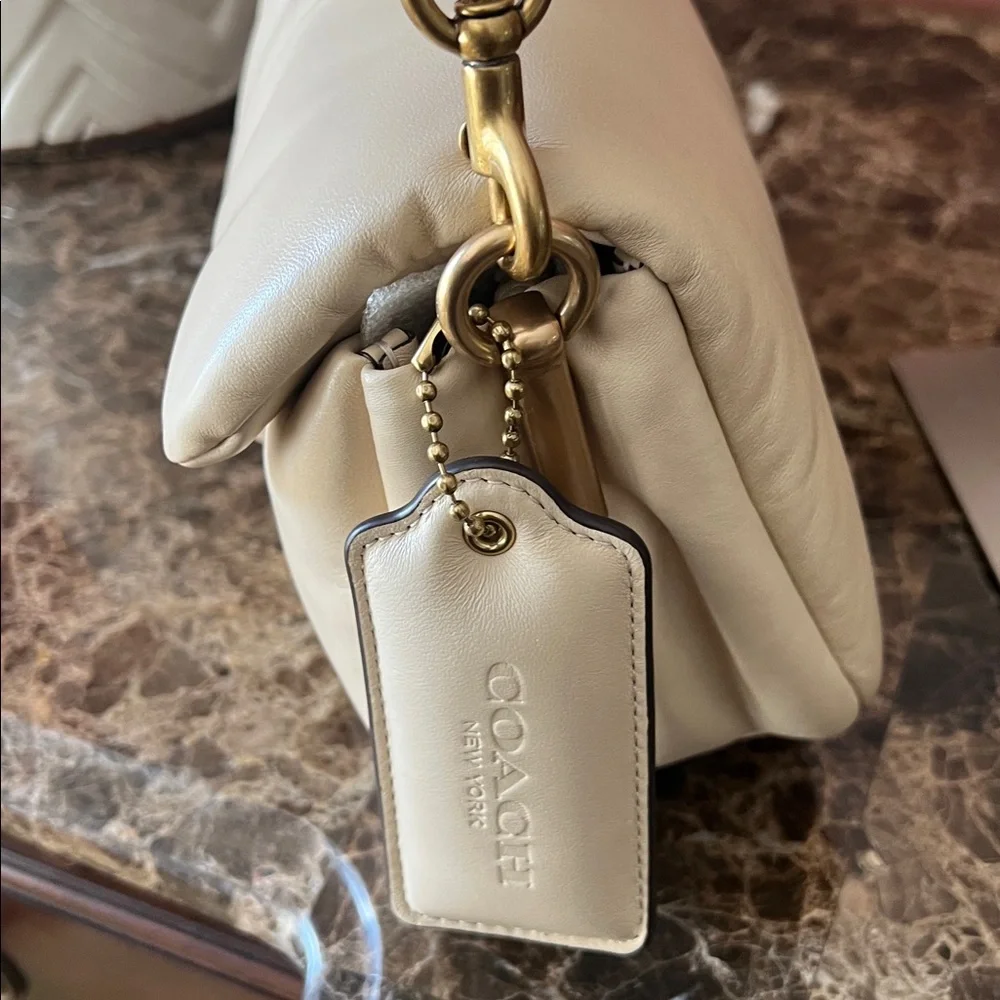 Coach Letter C  Pillow TABBY IVORY Leather Shoulder Bag with Gold accents NWT - Picture 5 of 9